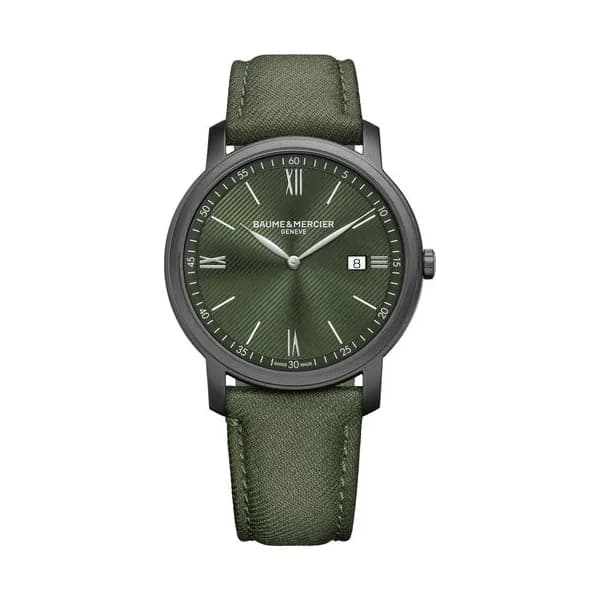 Baume & Mercier Montre Baume et Mercier Classima quartz cadran vert bracelet tissu vert 42 mm