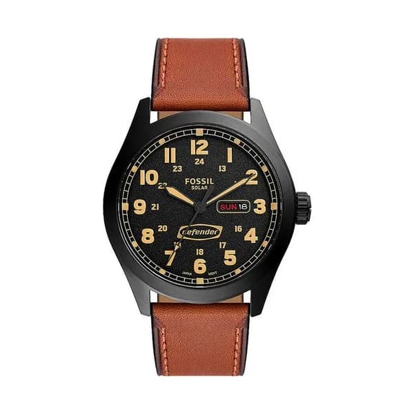 Fossil Montre Solaire Fossil Collection Defender en Cuir Marron