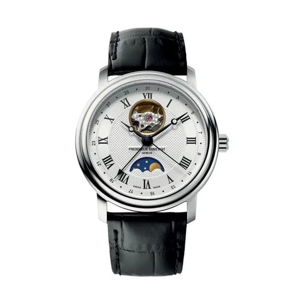 Frédérique Constant Montre Frédérique Constant Classics Heart Beat Moonphase Date automatique cadran argenté bracelet cuir 40 mm