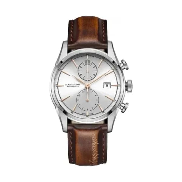 Hamilton Montre Hamilton American Classic Spirit Liberty Automatique Cadran Argent Bracelet Cuir 42 mm