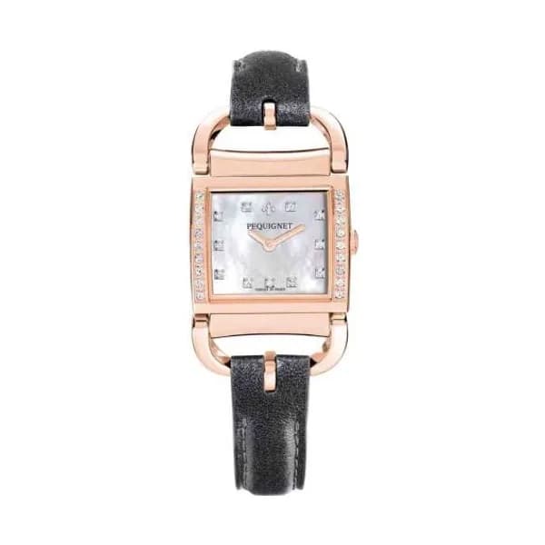 Pequignet E. Montre Pequignet Attellage Quartz - Cadran Nacre Blanc - Bracelet Anthracite nacré - 5896509CD-CAN