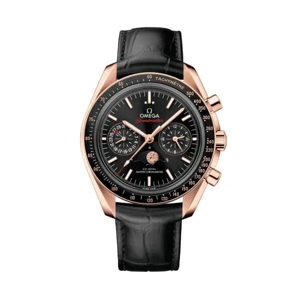 Omega Speedmaster 44,25 mm, or Sedna™ sur bracelet en cuir