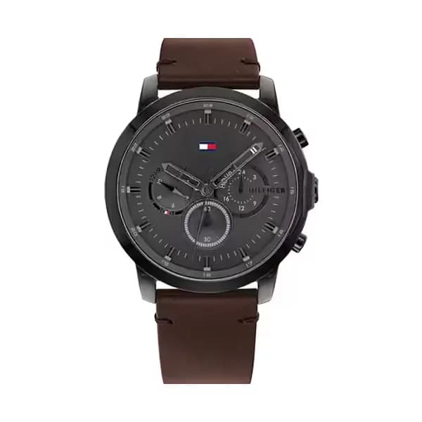 Tommy Hilfiger Montre Homme TOMMY HILFIGER JAMESON en Cuir Véritable de Veau Marron Etanche
