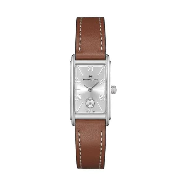 Hamilton Montre Hamilton American Classic Ardmore quartz cadran argenté bracelet cuir marron 18,7 x 27 mm