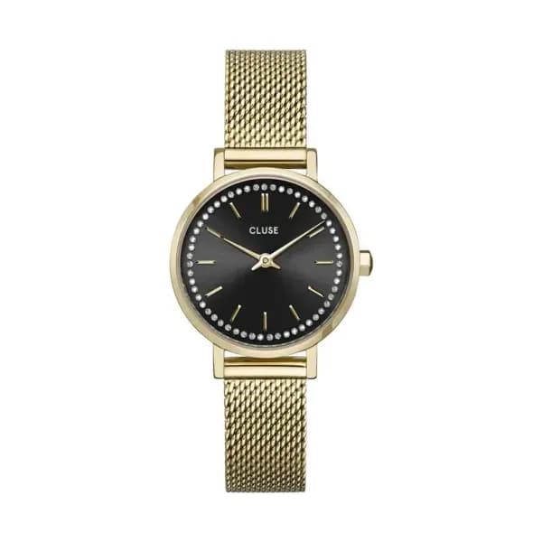 Cluse Boho Chic Petite Watch Mesh Crystals, Grey, Gold Colour
