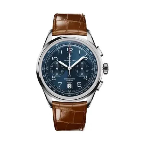 Breitling Montre Breitling Premier B01 Chronographe 42 Cadran Bleu Bracelet Cuir