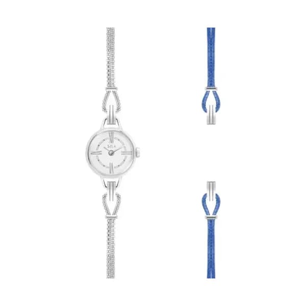 Sila Paris Montre à Bracelet Interchangeable Coloris Acier & Cordon Bleu Denim