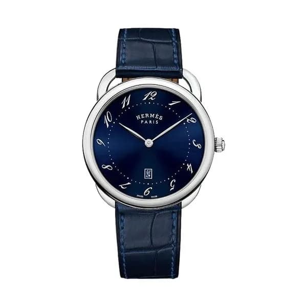 Hermès Montre HERMÈS Arceau Grand Modèle quartz cadran bleu bracelet cuir bleu 40 mm