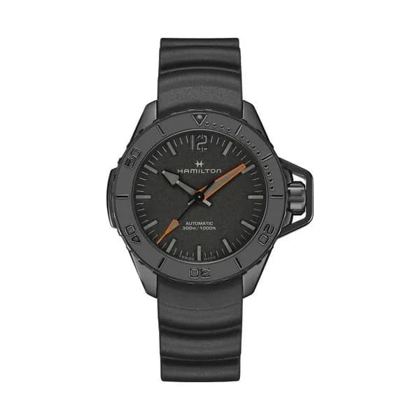 Hamilton Montre Hamilton Khaki Navy Frogman PVD Noir automatique cadran noir bracelet caoutchouc noir 46 mm