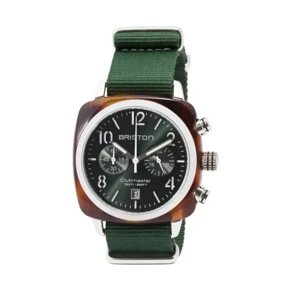 Briston Montre Briston Clubmaster Classic Acétate Bracelet Nato Vert Anglais