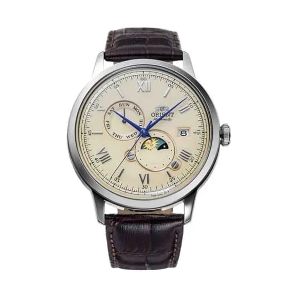 Orient Montre Orient Classic Sun & Moon Automatique Cadran Beige Bracelet Cuir - RA-AK0803Y