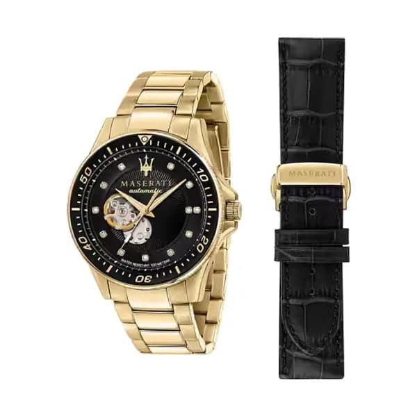 Maserati Coffret MASERATI SFIDA DIAMONDS Montre Homme en Acier Jaune et Bracelet Interchangeable