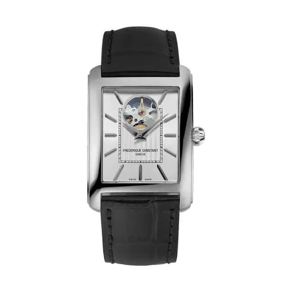 Frédérique Constant Montre Frédérique Constant Classics Carrée Heart Beat Automatic cadran argenté bracelet cuir 30 x 33 mm