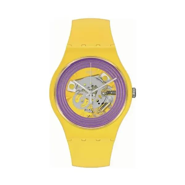 Swatch Montre Purple ring yellow SO29J100