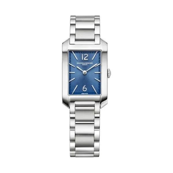 Baume & Mercier Montre Baume et Mercier Hampton quartz cadran bleu bracelet acier