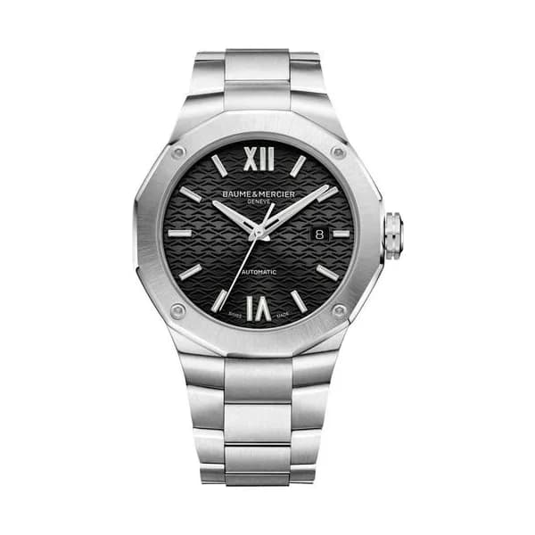 Baume & Mercier Montre Baume et Mercier Riviera automatique cadran noir bracelet acier 42 mm