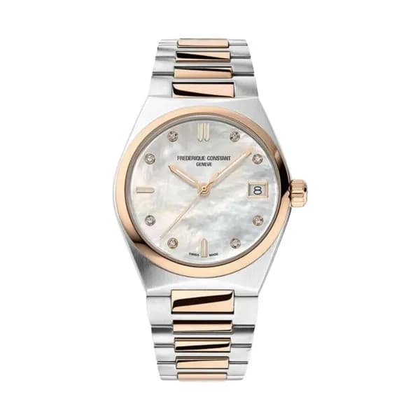 Frédérique Constant Montre Frédérique Constant Highlife Ladies quartz cadran nacre et diamants bracelet acier 31 mm