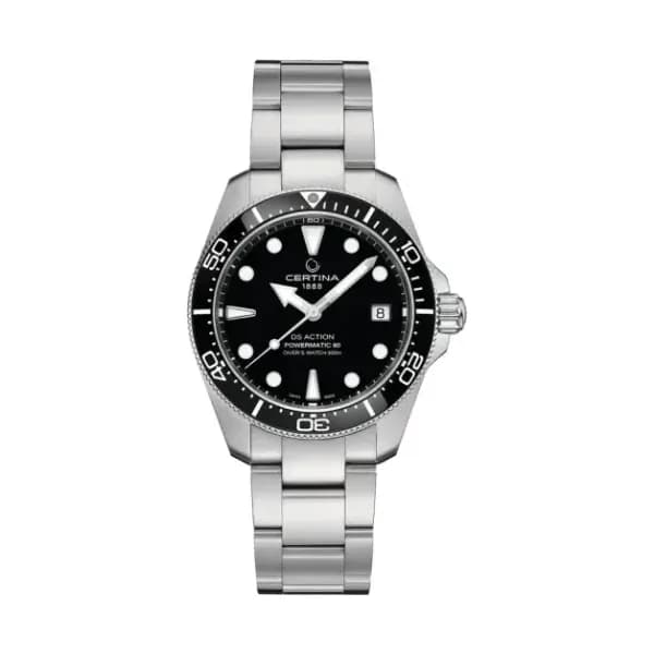 Certina Montre Certina DS Action Diver 38mm Powermatic 80 Cadran Noir Bracelet Acier inoxydable