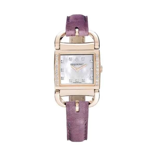 Pequignet E. Montre Pequignet Attellage Quartz - Cadran Nacre Blanc - Bracelet Violet - 5896509CD-CV