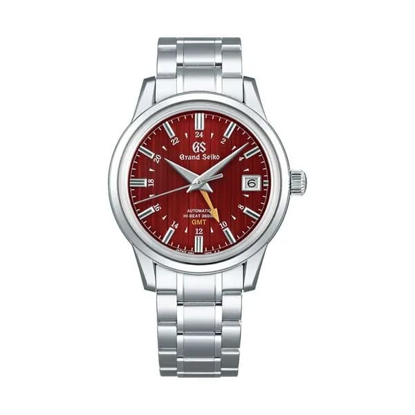 Grand Seiko Montre Grand Seiko Elegance Hi-Beat 36000 GMT "Yuka Momiji" cadran rouge bracelet acier 39,5 mm