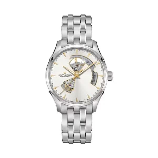 Hamilton Montre Hamilton Jazzmaster Open Heart Auto cadran blanc bracelet acier 40 mm