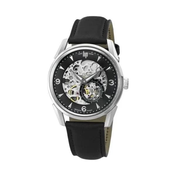 Lip Montre Lip Himalaya Squelette automatique cadran noir bracelet cuir noir 40 mm
