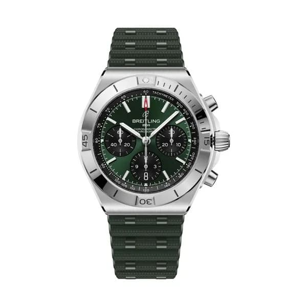 Breitling Montre Breitling Chronomat B01 Chronograph automatique cadran vert bracelet caoutchouc 42 mm