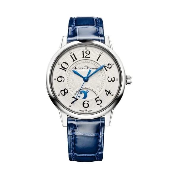 Jaeger-LeCoultre Montre Jaeger-LeCoultre Rendez-Vous Classic Night &amp; Day automatique cadran argent bracelet cuir bleu 34 mm