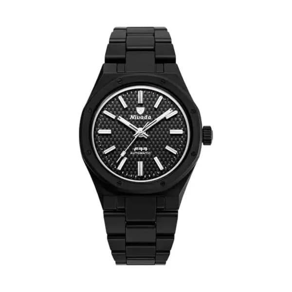 Nivada Grenchen Montre F77 Ceramic Black Braided Dial 68004A77