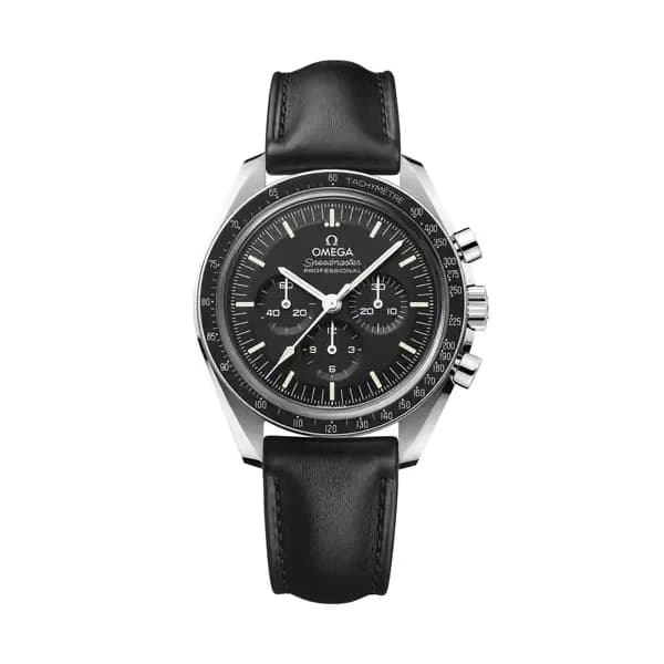 Omega Speedmaster 42 mm, acier sur bracelet en cuir