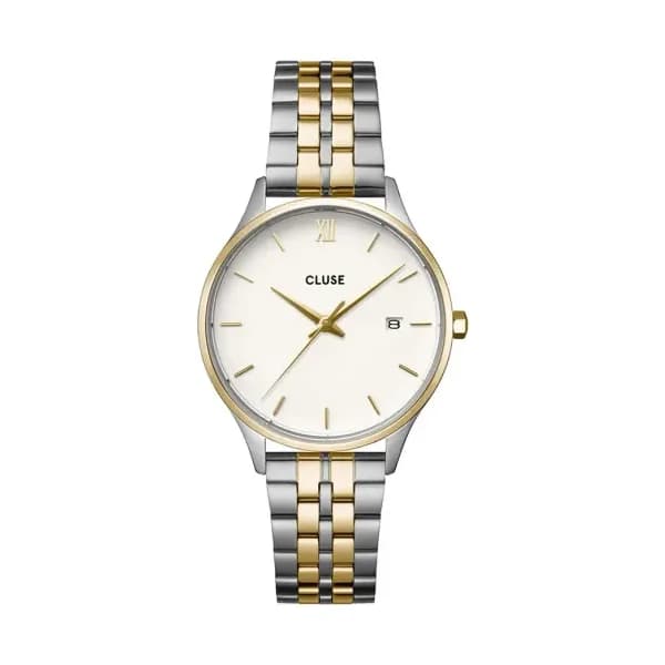 Cluse Minuit Date Watch Steel, Coconut Milk, Two-Tone