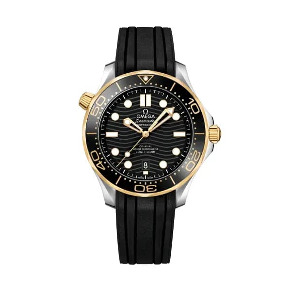 Omega Seamaster 42 mm, acier - or jaune sur bracelet caoutchouc