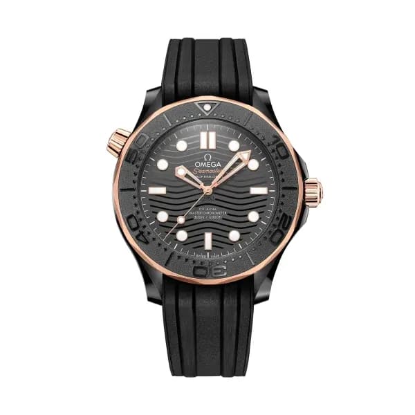 Omega Seamaster 43,5 mm, céramique noire sur bracelet caoutchouc