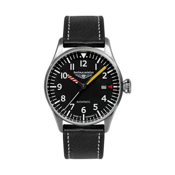 Bauhaus Montre Bauhaus Aviation Flight Control Automatique Cadran Noir Bracelet Cuir - 27625
