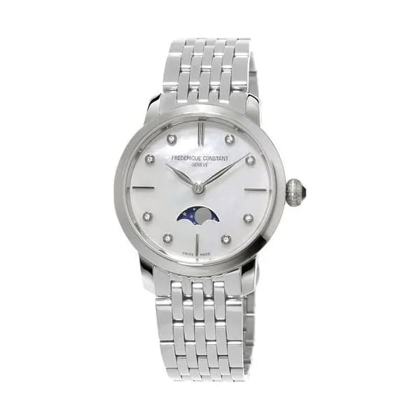 Frédérique Constant Montre Frédérique Constant Slimline Moonphase quartz cadran nacre bracelet acier 30 mm
