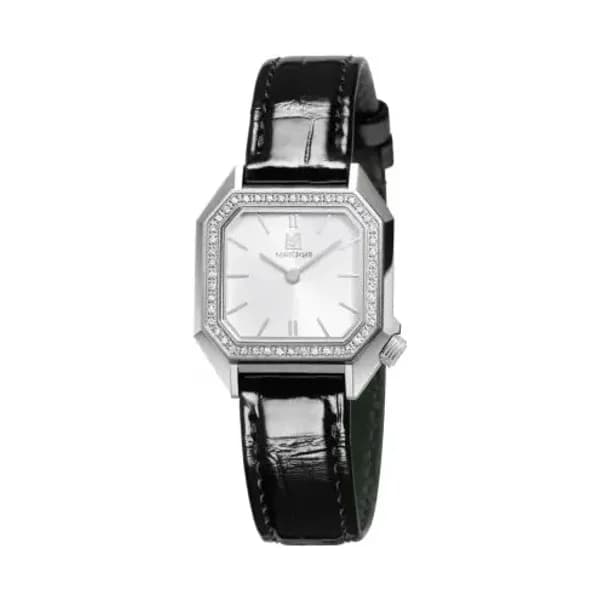 March LA.B Montre March LA.B Lady Mansart Electrique Diamants Acier Alligator Noir