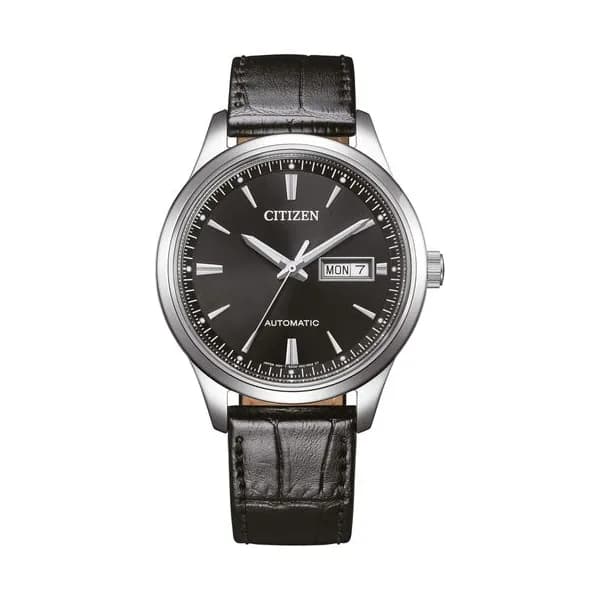 Citizen Montre Citizen Platform Mechanical Day Date automatique cadran noir bracelet cuir 40 mm