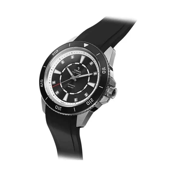 Yema Montre Yema Sous-Marine automatique cadran noir bracelet caoutchouc noir 40,5 mm