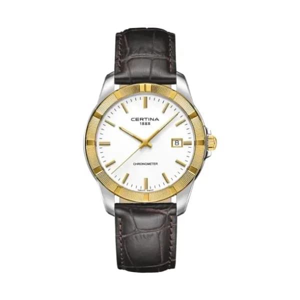 Certina Montre Certina DS Jubile Quartz Cadran Blanc Bracelet Cuir