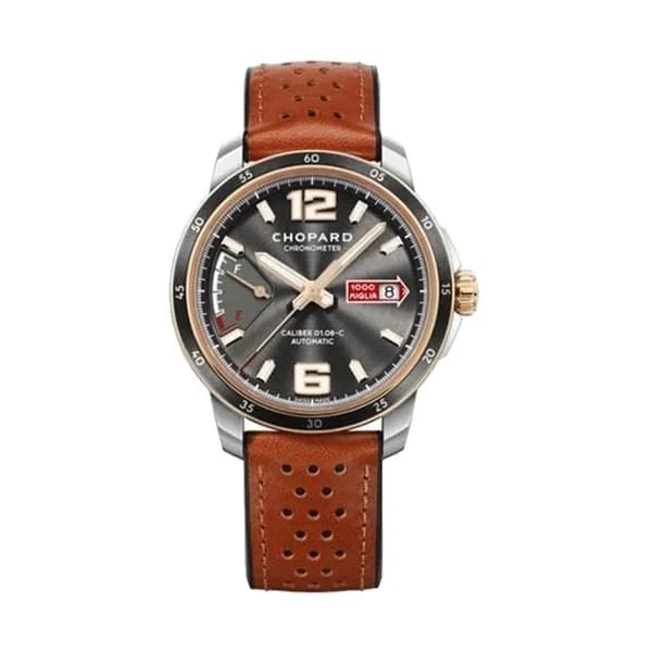 Chopard Montre Chopard Mille Miglia GTS Power Control automatique cadran gris bracelet cuir marron 43 mm