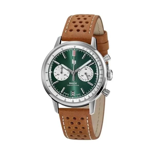 Lip Montre Lip Rallye Chrono Méca-Quartz - Homme - cadran Vert- 39 mm - Acier inoxydable - 671806