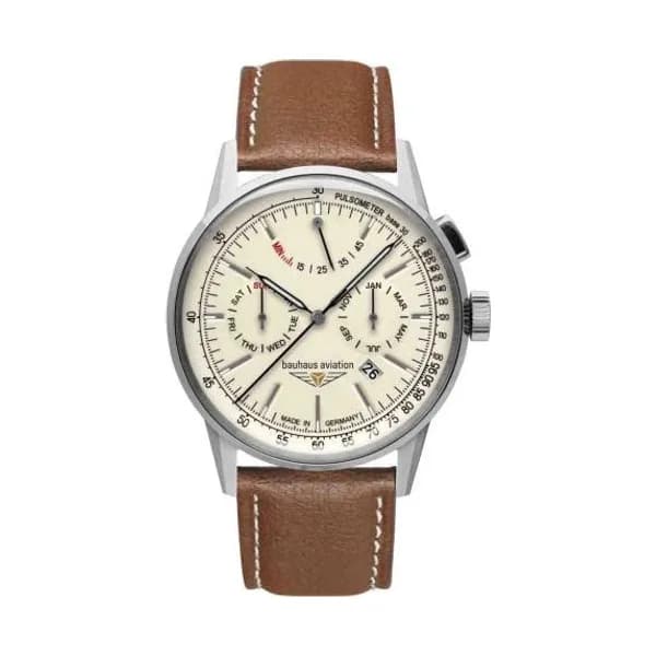 Bauhaus Montre Bauhaus Aviation G38 Automatique Cadran Beige Bracelet Cuir - 23625