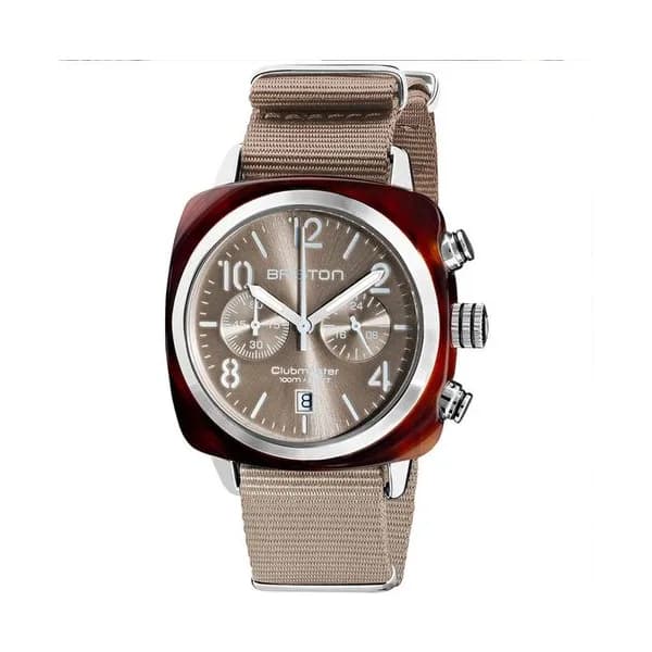 Briston Montre Briston Collection Clubmaster Chrono en Nato Nylon Taupe